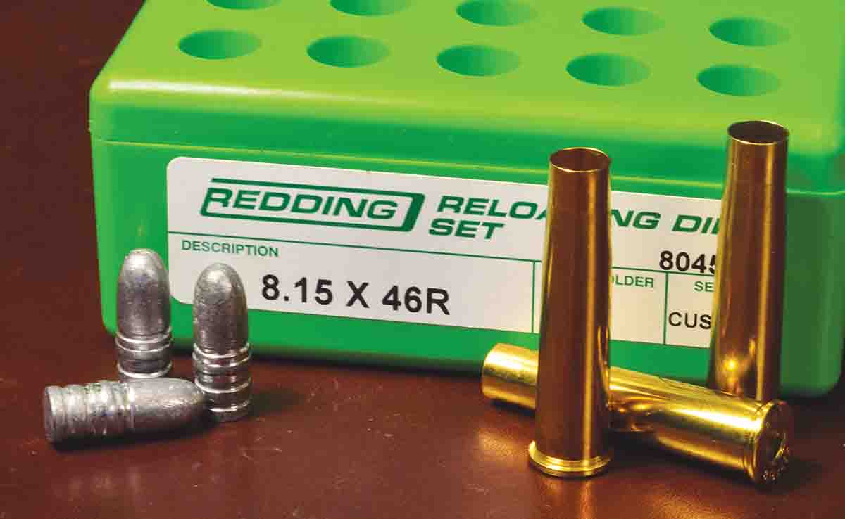 Fortunately, excellent Redding dies are available off-the-shelf for the 8.15x46R, to go with equally excellent RWS brass.